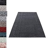 Kurzflor Gabbeh Optik Wohnzimmerteppich Flachflor Teppich Einfarbig 7 Farben, Farbe:Grau, Grösse:160x230 cm