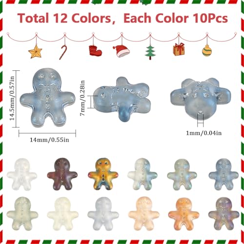SUNNYCLUE 1 BOX 120PCS Glass Gingerbread Man Beads Christmas Beads Cute Cartoon Xmas Candy Loose Spacer Beads Bulk for jewellery Making Bracelet Beading Kit Christams Gift Party Decor Diy Craft Suppli - Image 2