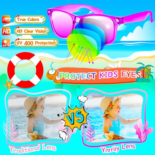 Kids Sunglasses 24 Pack, Translucent Sunglasses with UV400 Protection, Party Supplies for Beach & Pool Parties, Boys & Girls 3-83