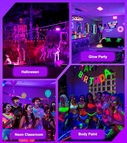 Image of TigQiang 200W 2 Pack LED Black Light IP66 Waterproof, Outdoor Blacklight Flood Light with Plug Switch Cord for Halloween, Neon Glow in The Dark Party, Body Paint, Fluorescent Poster, Classroom Party