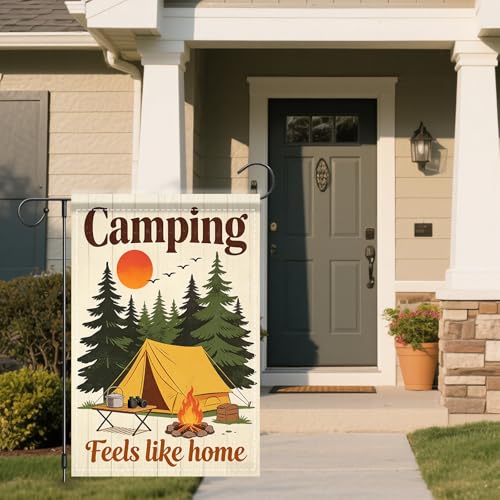 Image of Nuxovilar Camping Flag Fire Pit Garden Flag 12x18 Inches Polyester