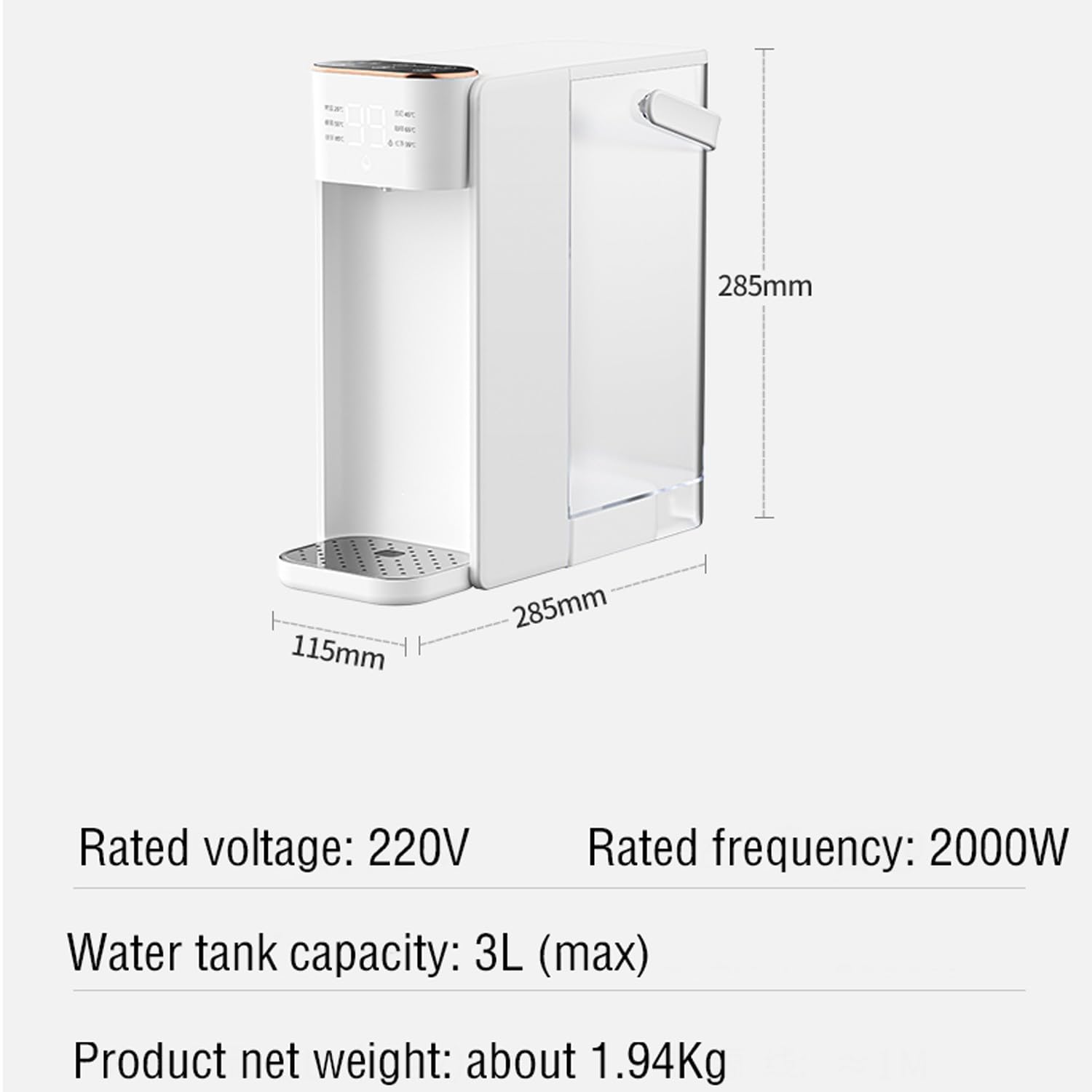 maquina de aguaPequeño dispensador de agua caliente instantánea de escritorio con pantalla/ajuste de temperatura de seis niveles en cualquier momento