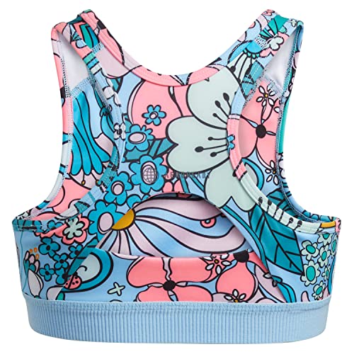adidas Girls' AEROREADY Allover Print Techfit Bra, Clear Sky, Large (14)