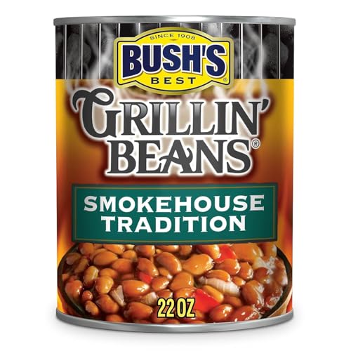 Image of Bush's Best Grillin' Beans, Smokehouse Tradition Seasoned BBQ Beans for Cookouts, Burgers, Hot Dogs and Easy Side Dishes, 22 Ounce (Pack of 24)