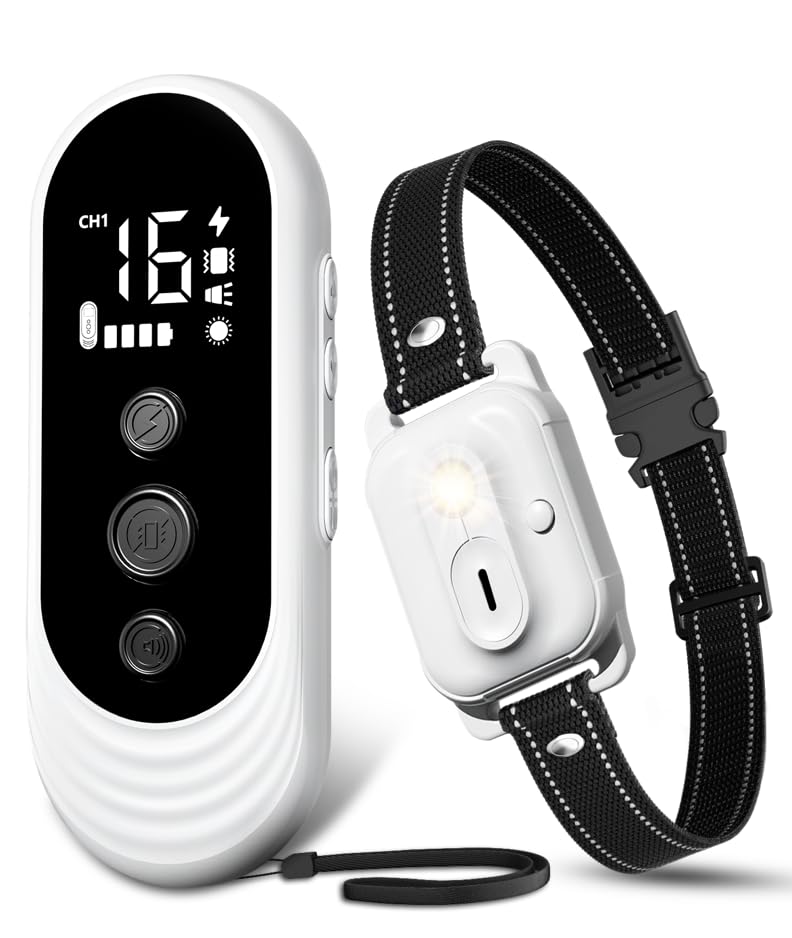Dog Shock Collar, 3300ft Dog Training Collar with Remote, IPX7 Waterproof Rechargeable Shock Collar Dogs with Beep, Vibration, Safety Shock, Light