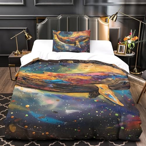 Housse de couette baleine anti-plis en microfibre douce 135x200