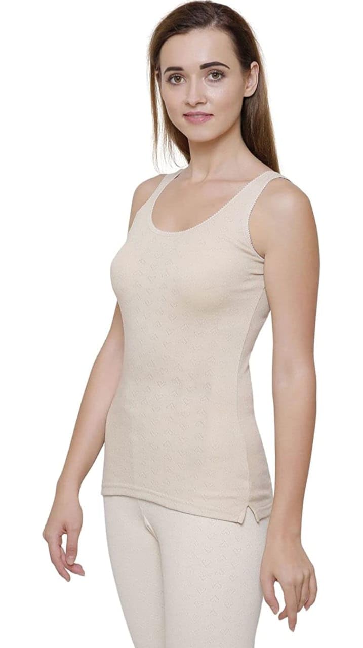 prince Women's Sleeveless Thermal Top for Winter Warmth - Soft Cotton Blend, Heat Retaining Fabric, Ideal for Layering, Lightweight and Comfortable Fit | Cold Weather Protection - Skin Color-picture-7