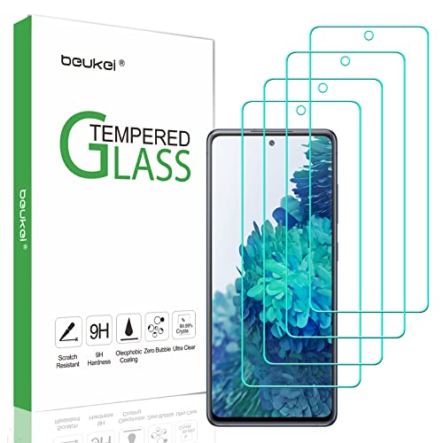 beukei (4 Pack) Compatible for Samsung Galaxy S20 FE 5G / Galaxy S20 FE 5G UW [ Not Fit S20/S21FE/S21] Screen Protector Tempered Glass Touch Sensitive Case Friendly 9H Hardness