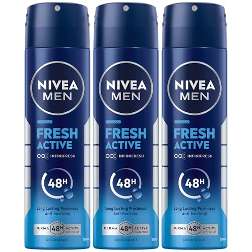 NIVEA MEN Fresh Active, Antiperspirant for Men, Fresh Scent, Spray 3x150ml