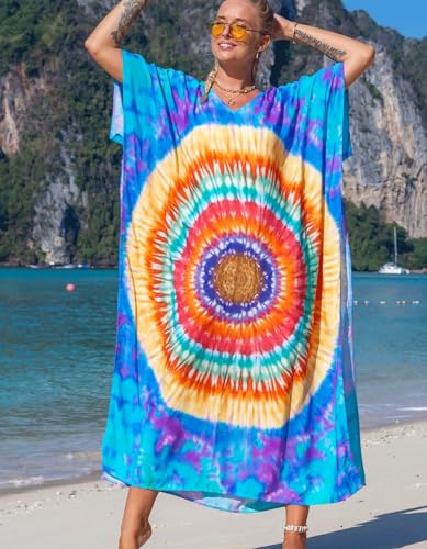 Image of NFVNKJ Women's Plus Size Beach Lounge Kaftan Maxi Dress Swimsuit Coverup for Women