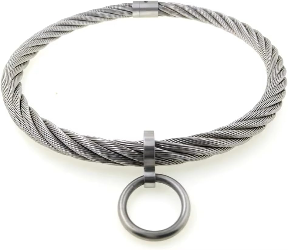 stainless steel wirerope lockable torkue collar choker necklace