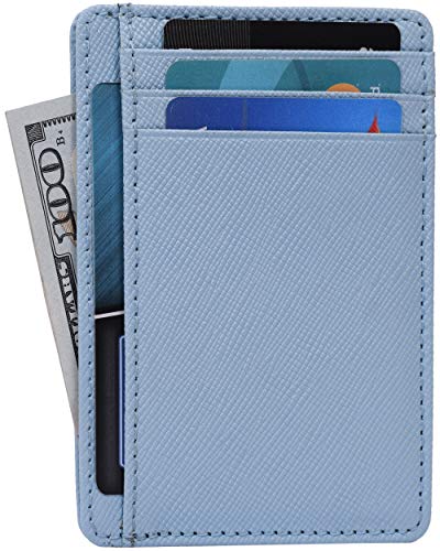 Travel Friendly Leather Wallet | For Him And Her | Credit Card Holder | Blue Compact Wallet | 1 ID Slot | RFID Protected