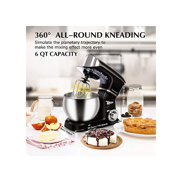 Buy Stand Mixer, Techwood Electric Food Mixer, 6QT 400W 6Speed Tilt