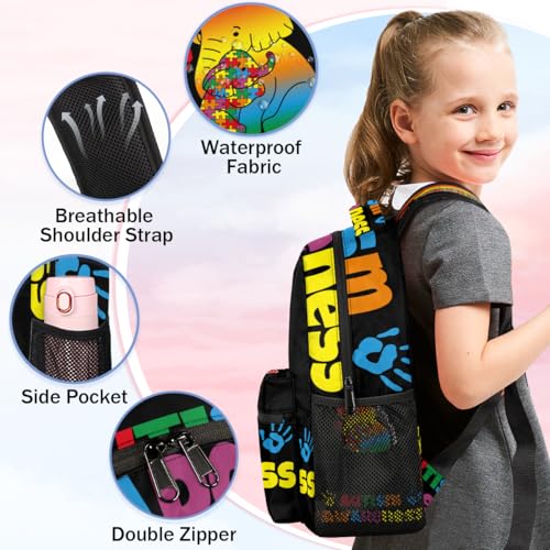 Personalized Name School Backpack for Boys Kids, Custom Autism Awareness Preschool Kindergarten Backpacks for Girls Bookbag Daycare Travel Daypack,Jigsaw Puzzle Elephant4