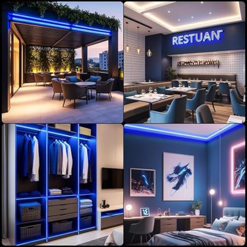 Image of MoonlitDreams 2M Neon LED Strip Light 240 LEDs (120 LED /M) - 10mm Thick, 2X Bright Glow, Direct Plug 220V No Adapter, Waterproof Flexible Rope Light for Home, Bedroom, Room Decor, DIY & Party (Blue)
