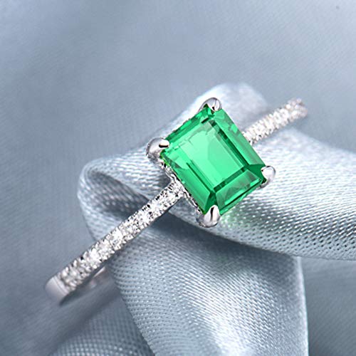 Ficha técnica Alianzas Compromiso Oro Blanco de 18K Anillos de Compromiso Mujer 0.6ct Esmeralda Diamante Anillos de Regalos de Cumpleaños Talla 22 - Fernando Cortés