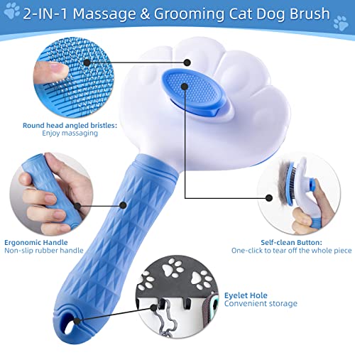 Self-Cleaning Slicker Brush For Dogs & Cats: Dog Grooming Brush For Shedding Tangles Hair Gently Deshedding Dog Brush For Long Haired & Short Haired Dogs Pet #TOP4