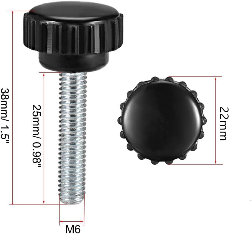 MACHSWON Knurled Clamping Knobs Saw Drill Press Lathe and Routing Jigs Packaging Machinery Printing Equipment Hand Clamping Handle Bolt Hand Knob Screw Replacement Parts M6 x 25mm 6pcs - Image 2