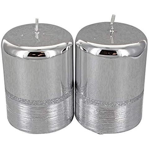 G Decor - Juego de 2 Velas de Pilar Plateadas Cover