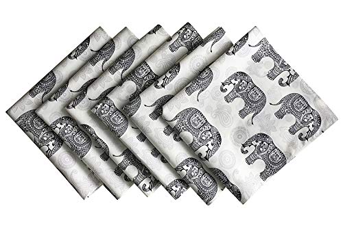 Cloth Dinner Napkins, Bohemian Elephant Party Decor, Boho Room Decorations, Set Of 6 Decorative Cotton Napkins Reusable, Chic Bathroom Accessories, Birthday Supplies Favors, Black And White Printed #TOP11