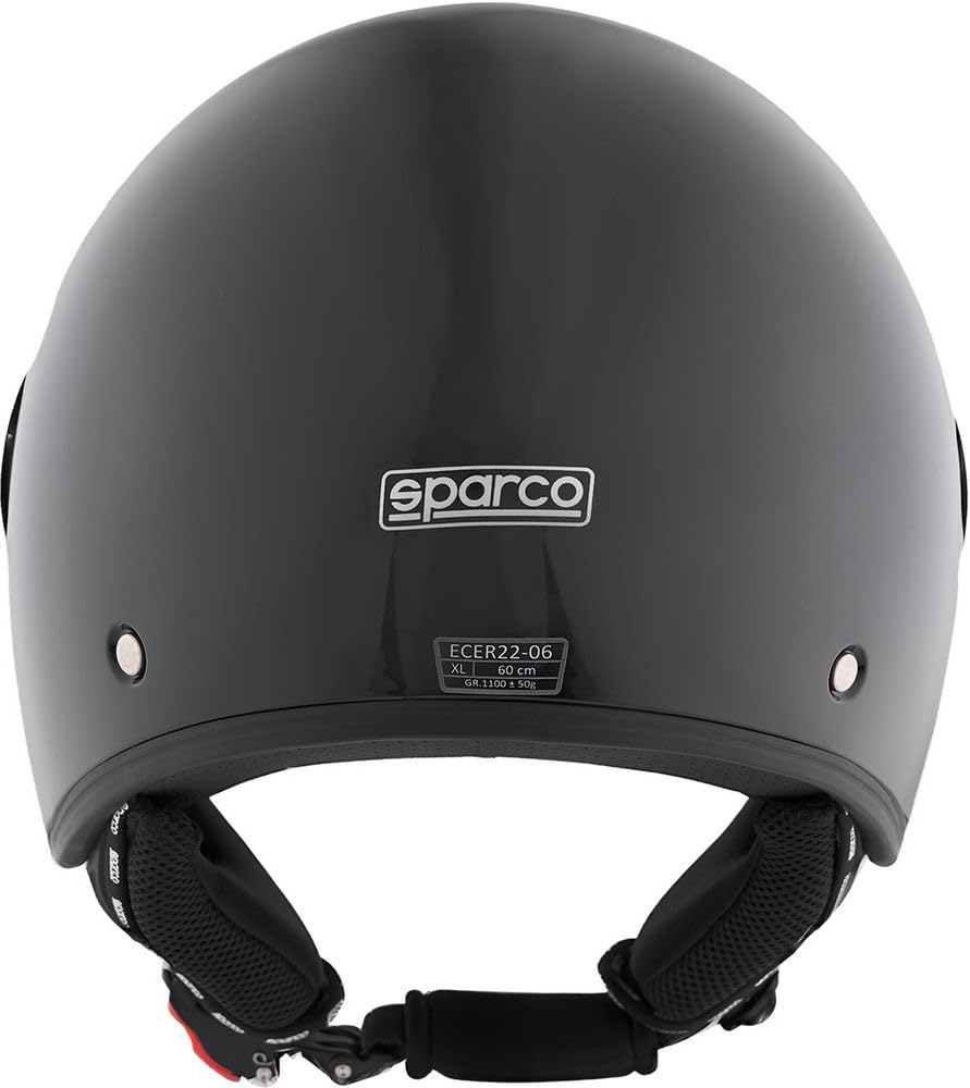 Sparco Casco Demi-Jet con Visera para Motocicletas en Color Negro Metalizado con Carcasa de ABS Talla XS