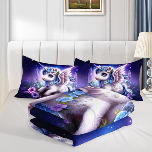 Parure de lit licorne douce pour lit double afin d'égayer les nuits
