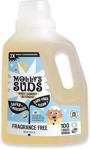 Molly's Suds Detergente líquido para ropa para bebé, elimina las manchas de fórmula, excremento y escupidura, extra suave para la piel del recién