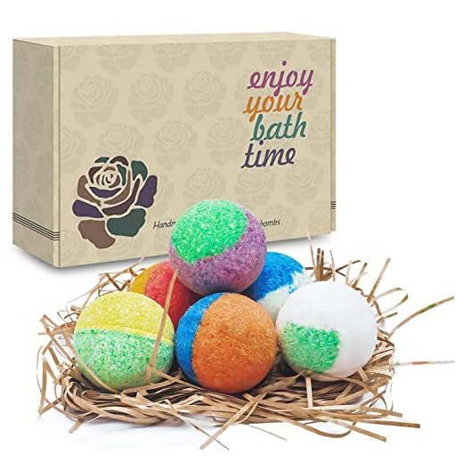 6 Organic & Natural Bath Bombs, Handmade Bubble Bath Bomb Gift Set, Rich in Essential Oil, Shea Butter, Coconut Oil, Grape Seed Oil, Fizzy Spa to Moisturize Dry Skin, Perfect Gift idea For Women.