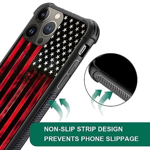 Coque iPhone 15 drapeau américain DJSOK double couche antichoc