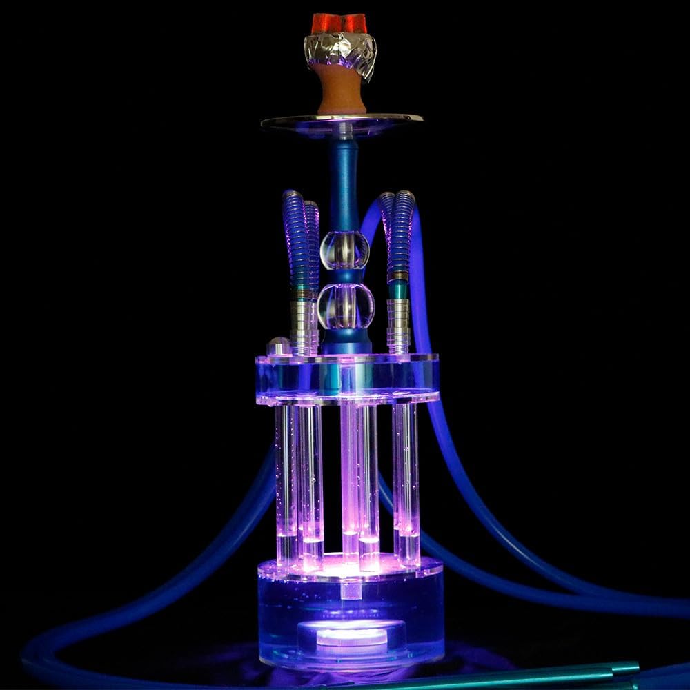NewBeeclassic 4 Hose Hookah Set，Large Party LED Hookahs, Modern Fountain Design Shisha kit with everything, Luxury fun Hookah for Great Smoking