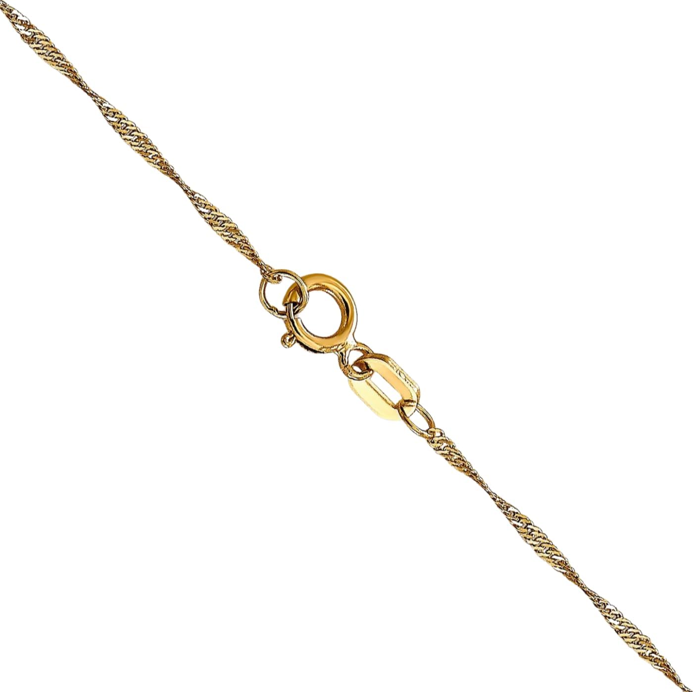 IceCarats 10K Solid Yellow Gold 1mm Dainty Singapore Chain Necklace Polished