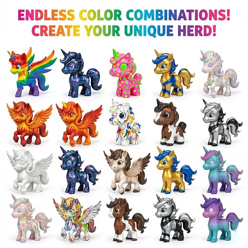 Image of Unscroo DIY 3D Model Painting Kits - Dinosaurs, Ice Age Animals & Unicorns - 3D Printed Art & Craft Hobby Gift for Kids, Teens & Adults - Return Gift Sets (Unicorn Magic (5-Pack))