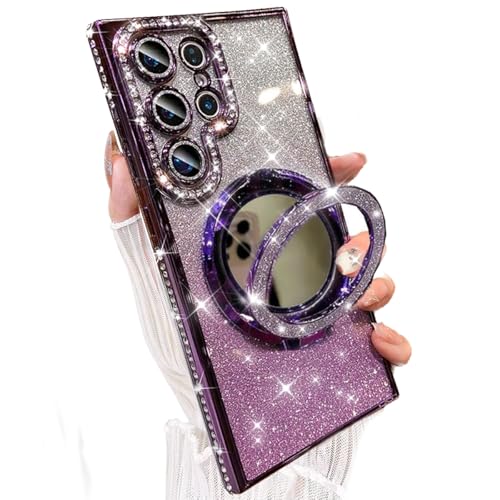 Coque Samsung S24 Ultra paillettes idée cadeau fille miroir de maquillage mignon
