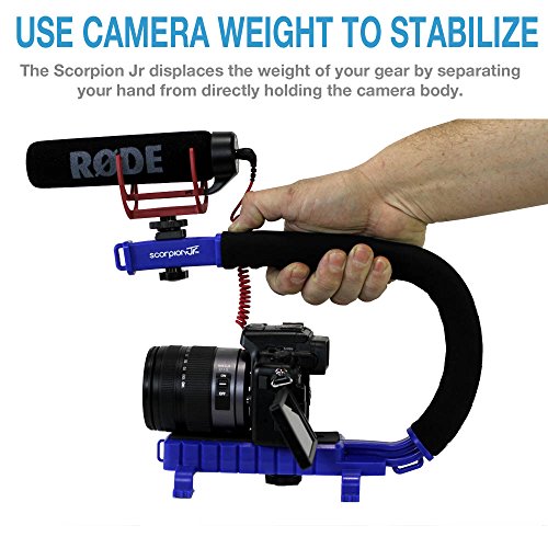 Cam Caddie Scorpion Jr. Limited Edition Collapsible Stabilizing Camera/Smartphone Handle w/Hot Shoe Mount - Blue - Thumbnail 2