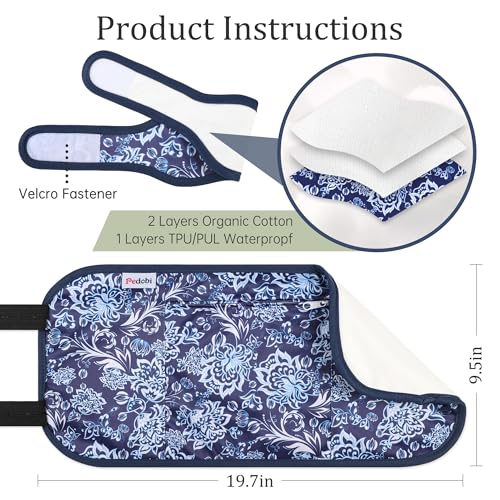 Image of Reusable Castor Oil Pack Wrap for Liver Detox, Castor Oil Wrap for Stomach Less Mess, Elastic Strap Bamboo Cotton Machine Washable Anti Oil Leak 2pcs, Blue and White