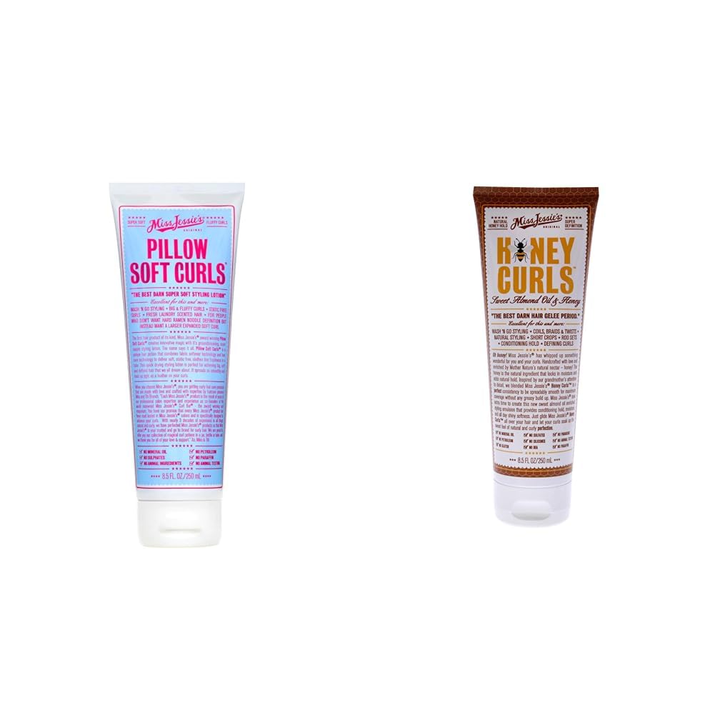 Miss Jessie's Hair Styling Cream: Pillow Soft Hold and Feel, Ideal for Big or Small Curls, Gluten, Static, and Crunch Free, Smooth and Light, Honey Scent, for Curly Hair, 8.5 oz, Unisex