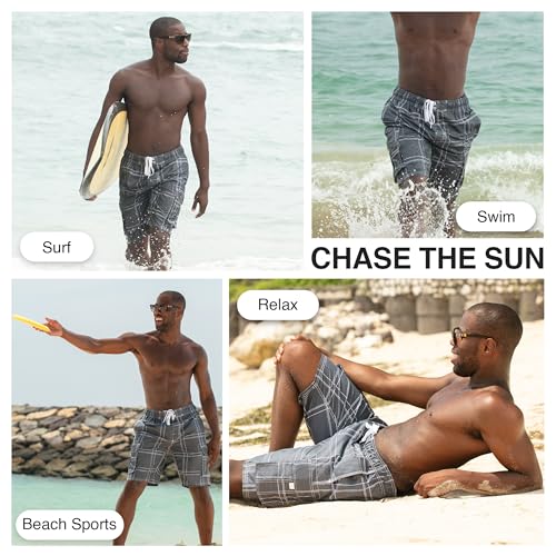 Image of Kanu Surf Men's Flex Plaid Swimtrunk, Charcoal, Large