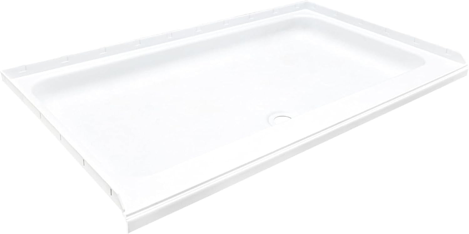 RecPro RV 24" x 40" Shower Surround with or Without Shower Pan | Adhesive Included | One Piece Glue-in (Dark Gray Waterfall, Shower Surround With Center Drain Pan)