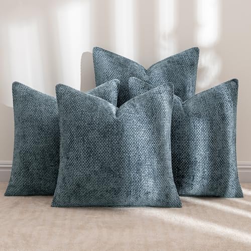 Image of MIULEE Pack of 4 Couch Throw Pillow Covers 20x20 Inch Navy Blue Soft Decorative Chenille Pillow Covers Farmhouse Accent Cushion Covers for Boho Home Decor Sofa Bedroom Living Room