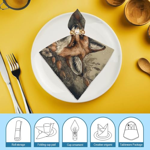 Servilletas de Tela con Animales y Flores 4 Piezas miniatura 7