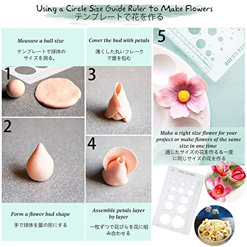 FUNSHOWCASE Fondant Gumpaste Flower Bud Ball Leaf Flowers Petiole Circle Size Guide Ruler, white - Image 3