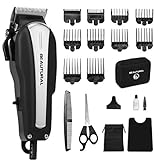 Beautural 20-Piece High Performance Haircutting Kit, Hair Trimmers, Clippers with Powerful and Durable Motor and Finest Precision Blades, Secure Guide Combs, Scissors, Barber Cape, Storage Case