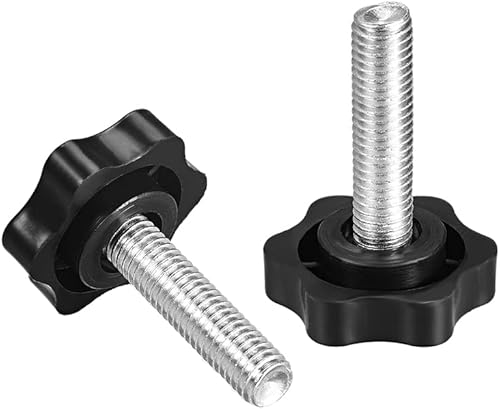 Miniatura 14 de uxcell Pomo de tornillo de sujeción, 1.496 in de diámetro con forma hexagonal de ciruela, perilla de estrella M8 x 2.362 in, rosca macho, 2