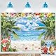 BUTEN Sommer-Hintergrund für Hawaii-Strand-/Ozean-Fotografie 208,3 x 152 cm Blauer Himmel Meer Tropische Palmen Hintergrund für Aloha Luau Party-Dekorationen Banner