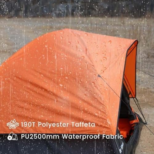 Carpa para camping 2-4 personas negra y naranja miniatura 6