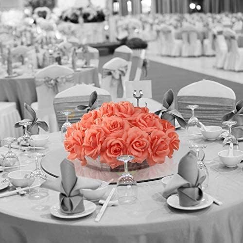 Larksilk 400Pcs Bulk Peach Artificial Rose Picks (8 Packs of 50) – 12" Silk Flowers for Weddings, Floral Installations, Events & Craft Projects