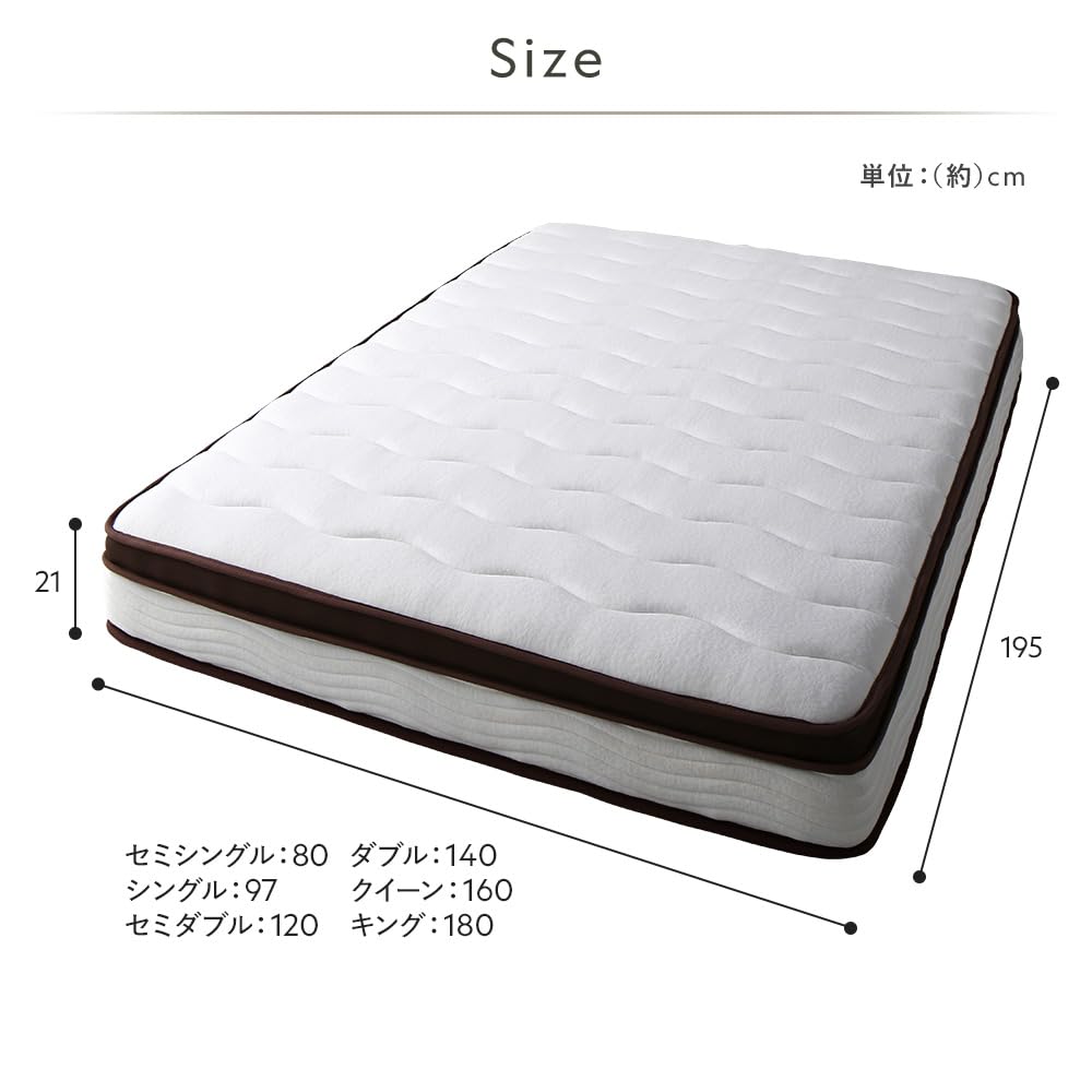 Amazon.co.jp: RASIK マットレス ダブル 2層ポケットコイル 厚さ21cm