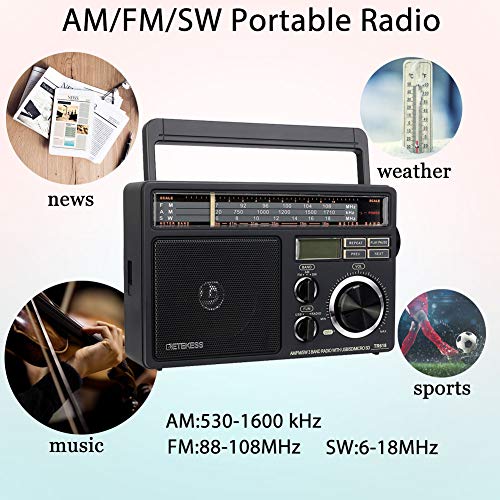 Retekess TR618 Tragbare Radio Batteriebetrieben, Kofferradio für Senioren, Weltempfänger AM FM SW, USB SD TF, Küche, für… - Image 4