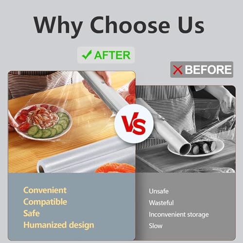 Dispensador de película de alimentos y organizador de papel de aluminio reutilizable 6