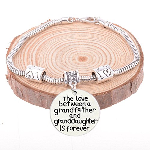 Luvalti Family Pendant Bracelet - The Love Between a Grandfather and Granddaughter is Forever, Stainless Steel, Charm, Best Family Personalized Memorial Gift Jewelry, Adjustable - Image 6